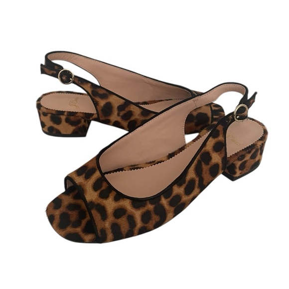 J crew Open-toe slingback heels in leopard calf hair shoes 7.5 - Picture 6 of 6